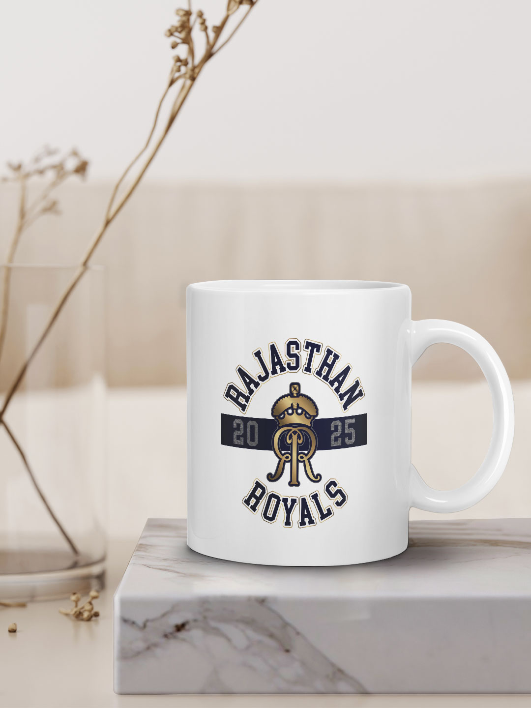 Rajasthan Royals Ceramic Glossy Printed Mug, Microwave and Dishwasher Safe, Tea and Coffee Mug - 325 ml (White) - Pack o (2)
