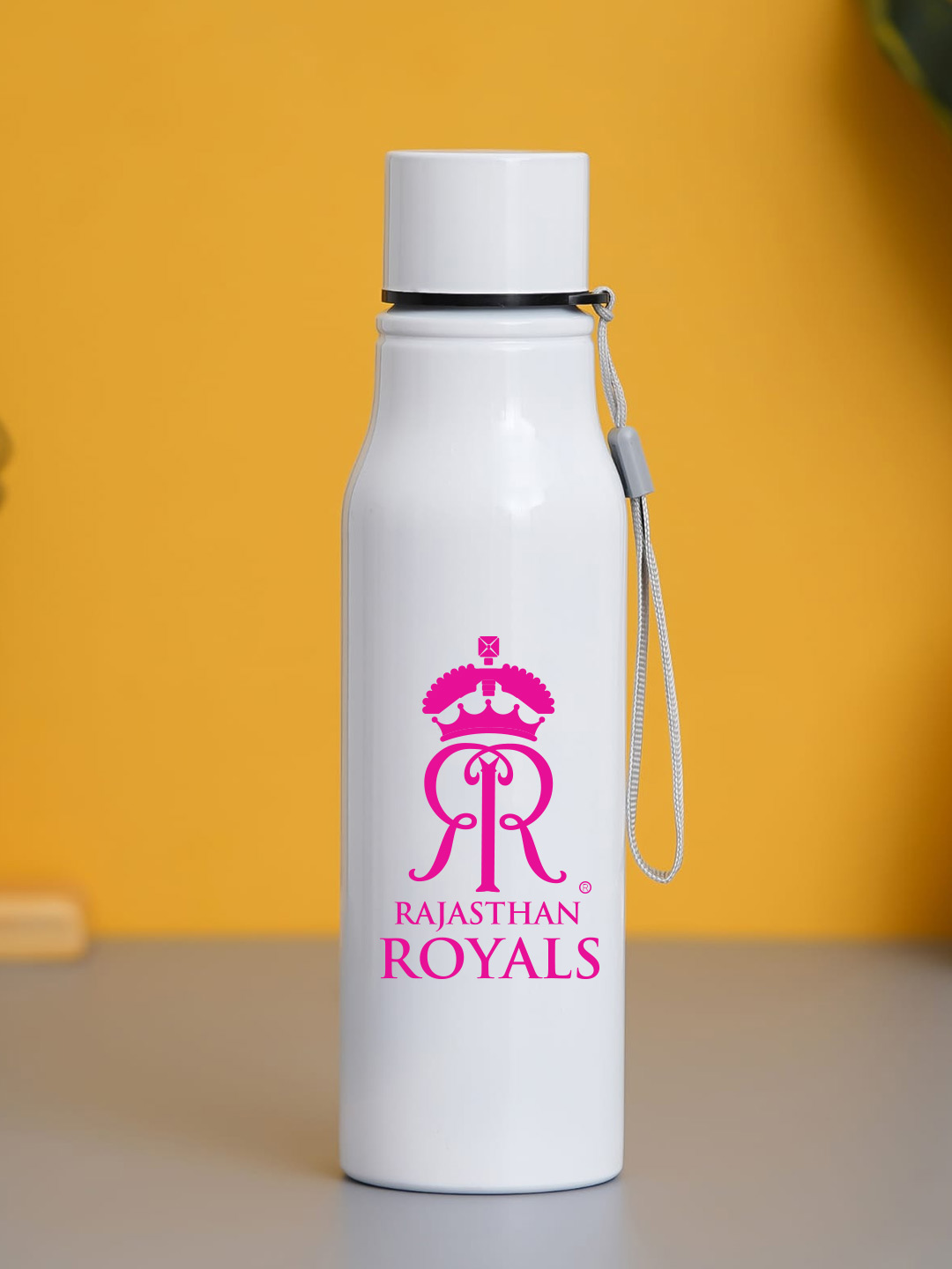 Rajasthan Royals White and Pink Printed Single Walled Stainless Steel Bottle - 750 ML (1)