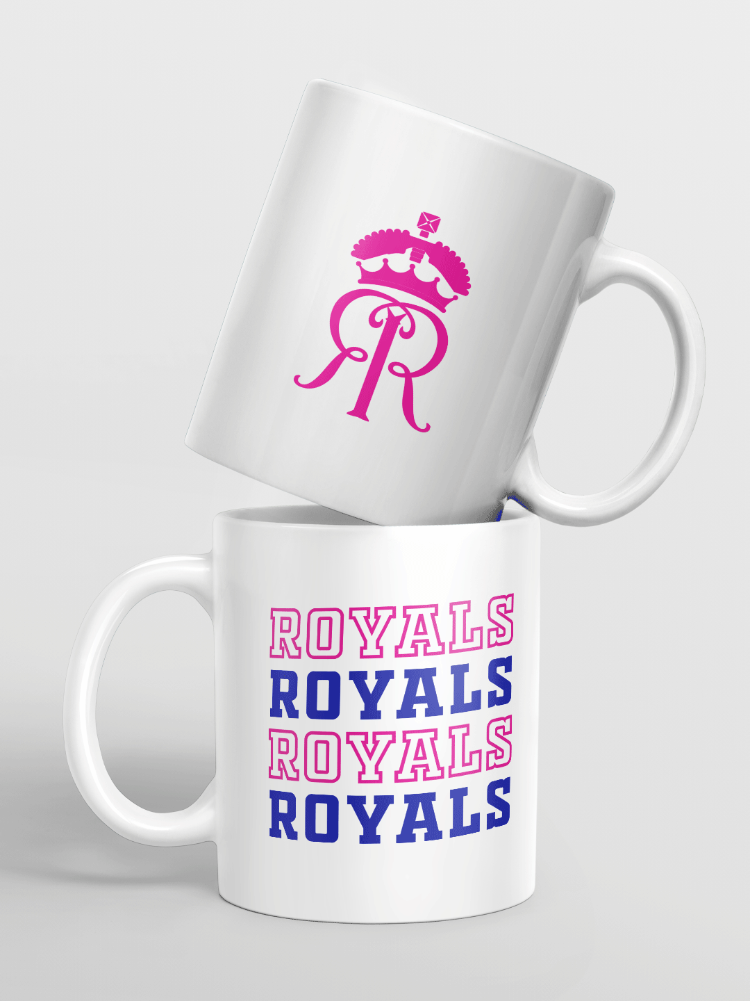 Rajasthan Royals White and Pink Royals Printed Ceramic Glossy Mug 325 ml - (Pack of 1) (1)