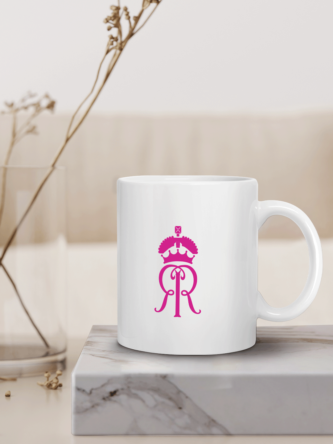 Rajasthan Royals White and Pink Royals Printed Ceramic Glossy Mug 325 ml - (Pack of 1) (7)