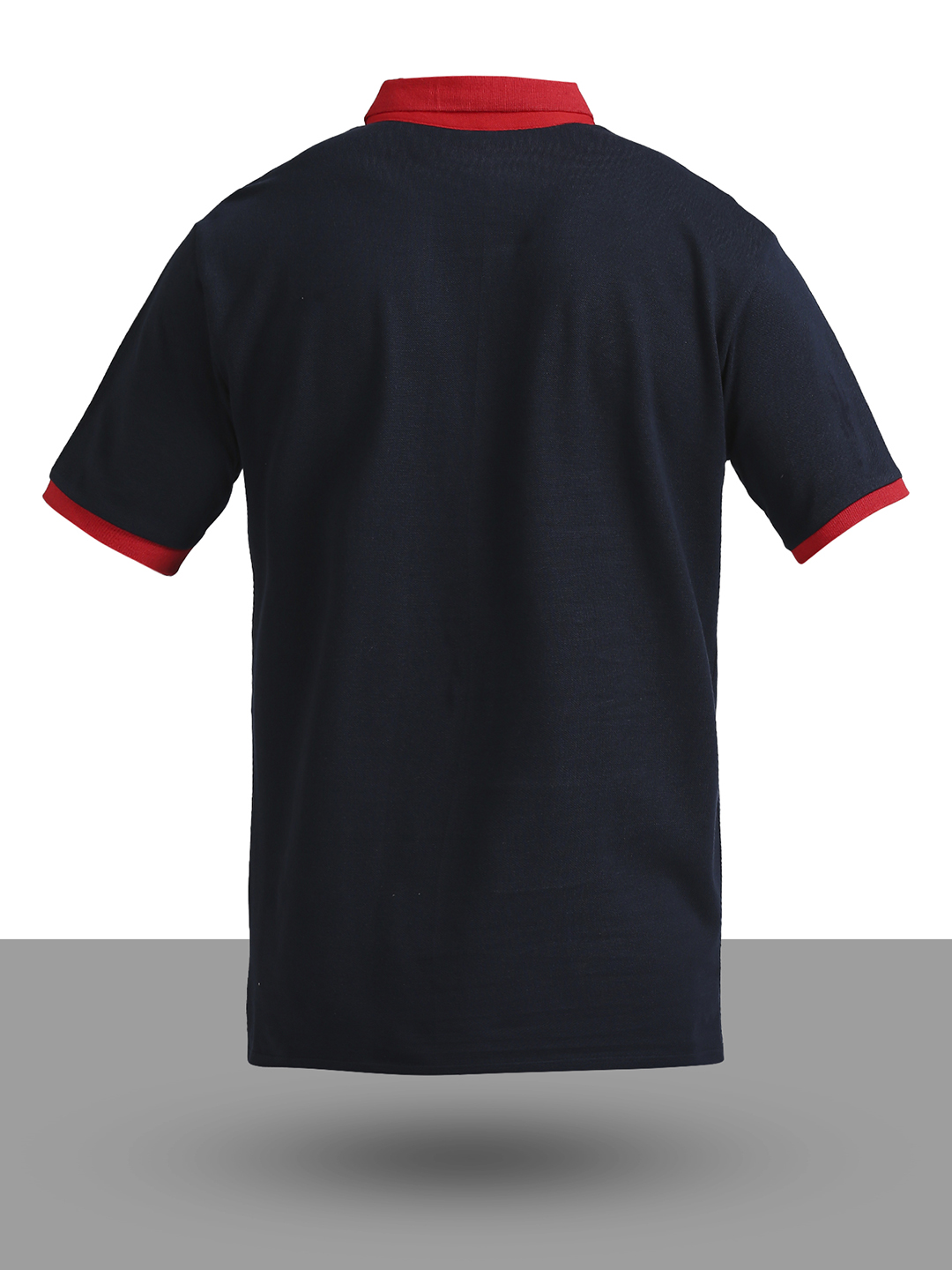 Buy Men Navy Blue and Red Solid Half Sleeves Polo Collar Cotton T-Shirt ...