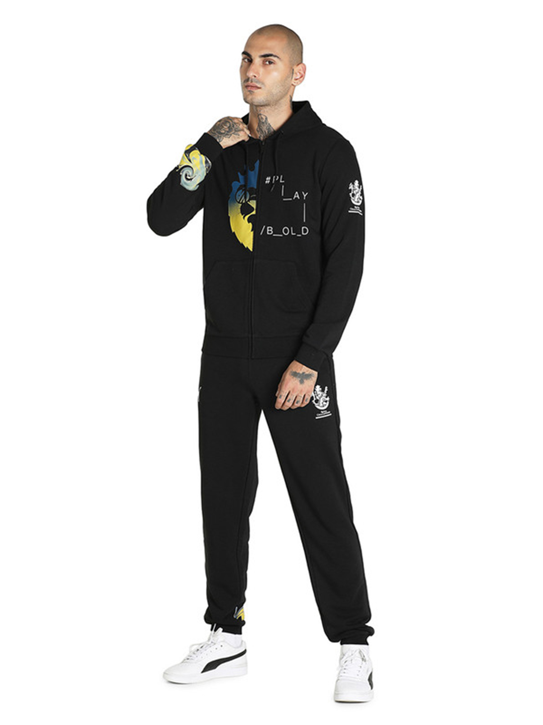 Royal Challengers Bangalore Men Black Graphic Printed Full Sleeves Hoodie (5)