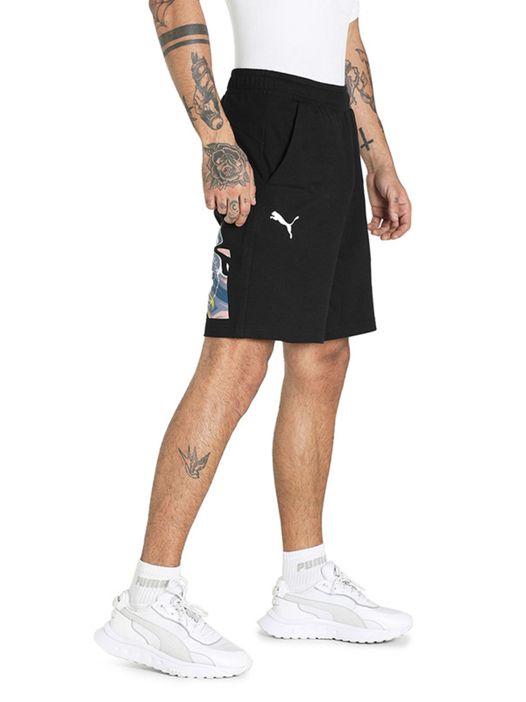 Royal Challengers Bangalore Men Black Graphic Printed Mid-Rise Cotton Sports Shorts (3)