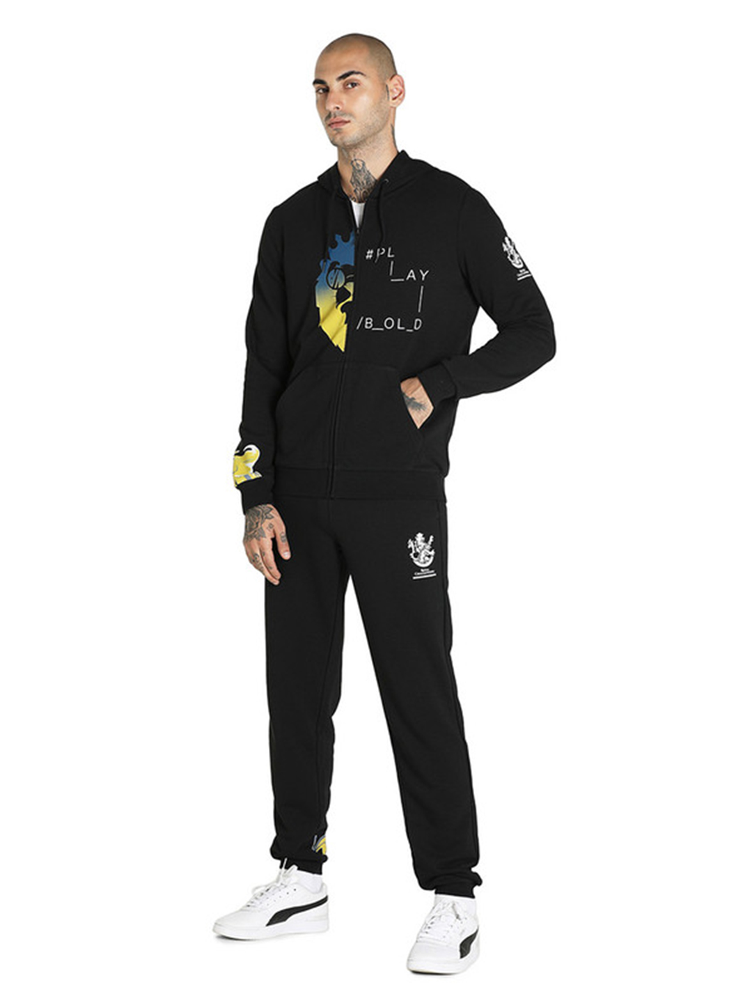 Royal Challengers Bangalore Men Black Graphic Printed Mid-Rise Training Regular Fit Joggers (5)