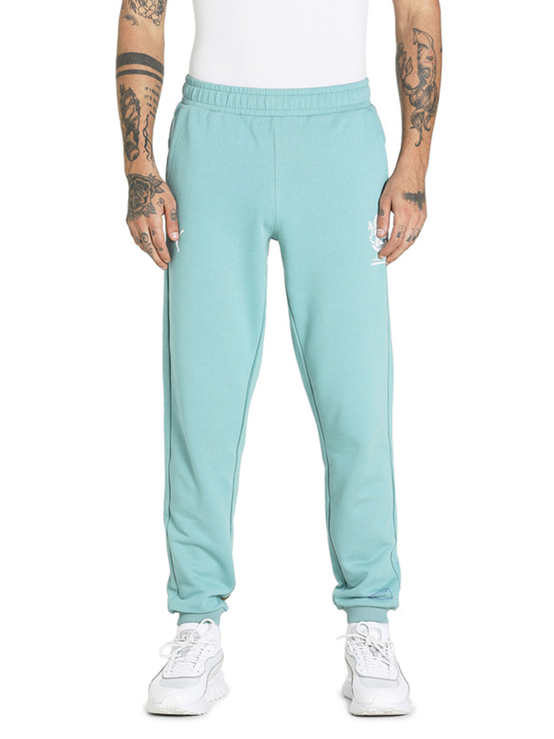 Royal Challengers Bangalore Men Mineral Blue Graphic Printed Mid-Rise Training Regular Fit Joggers (1)
