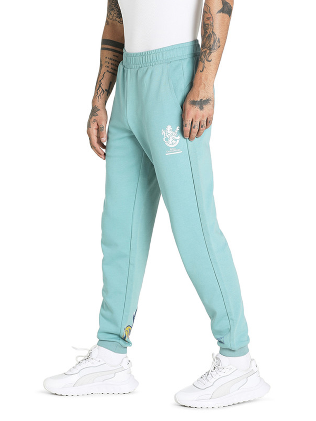 Royal Challengers Bangalore Men Mineral Blue Graphic Printed Mid-Rise Training Regular Fit Joggers (2)