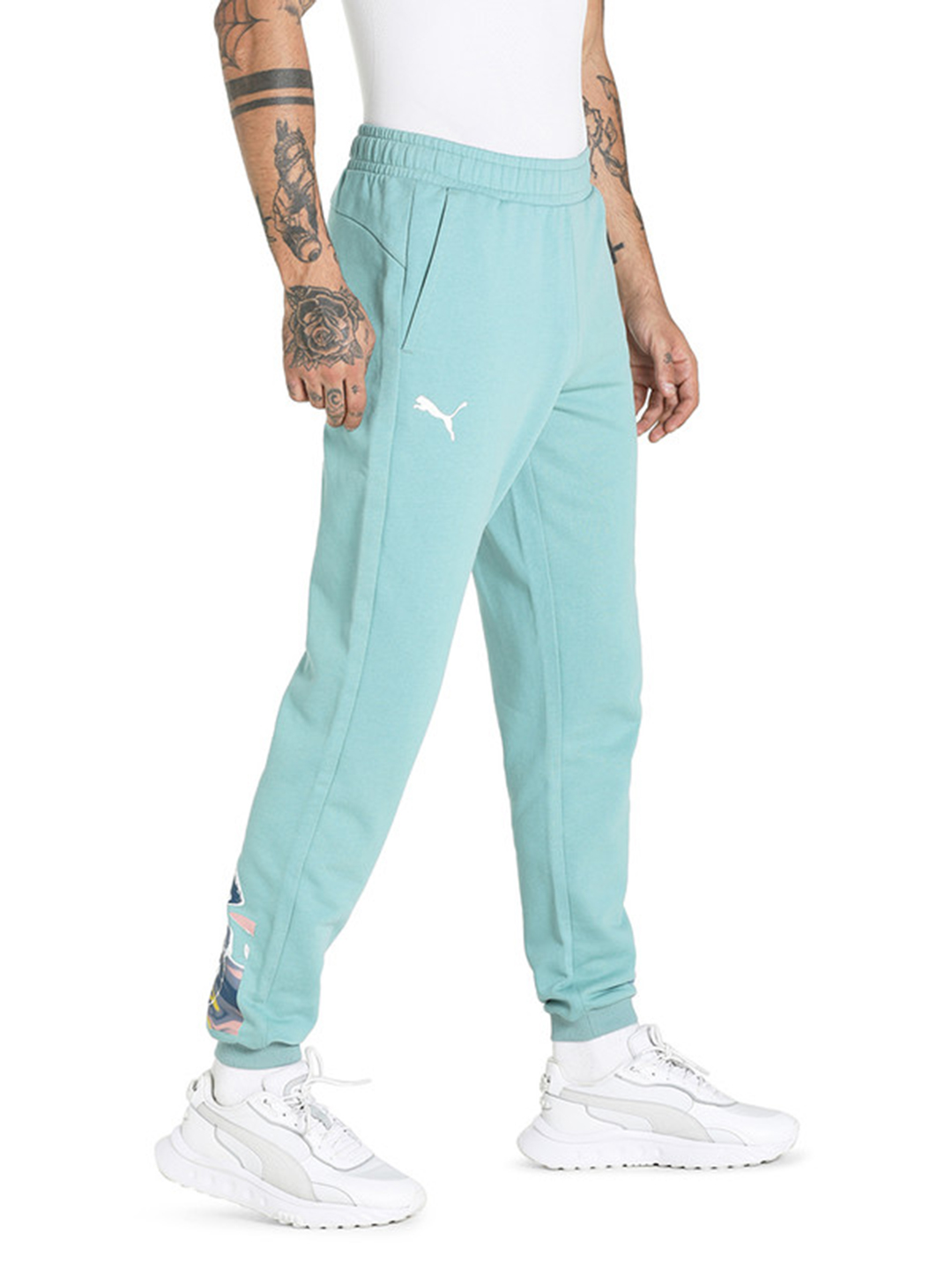 Royal Challengers Bangalore Men Mineral Blue Graphic Printed Mid-Rise Training Regular Fit Joggers (4)