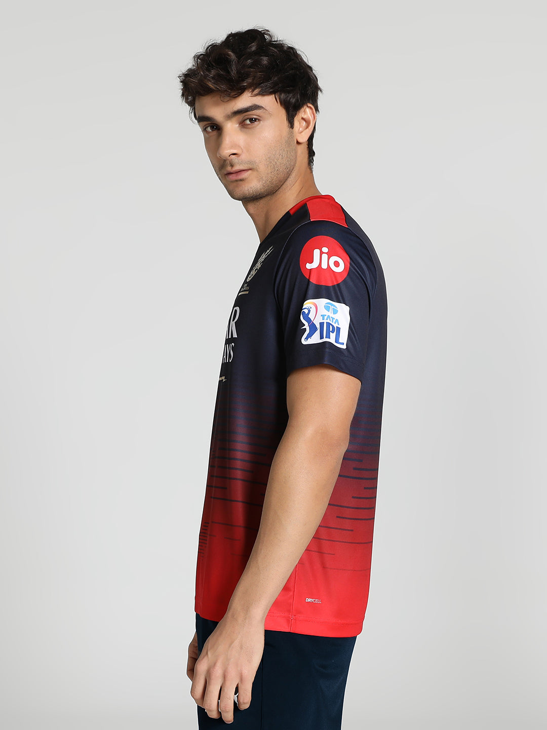 Royal Challengers Bangalore Men Navy Blue and Red Half Sleeves Official 2023 Replica Jersey (2)