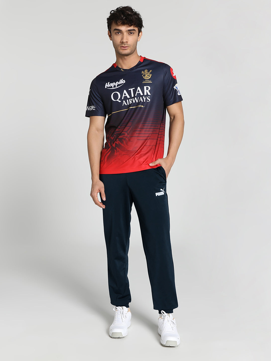 Royal Challengers Bangalore Men Navy Blue and Red Half Sleeves Official 2023 Replica Jersey (4)