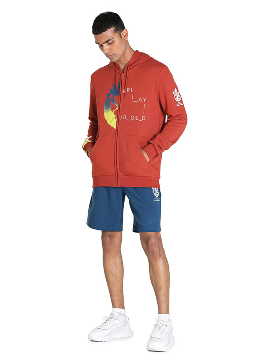 Royal Challengers Bangalore Men Red Graphic Printed Full Sleeve Hoodie (5)