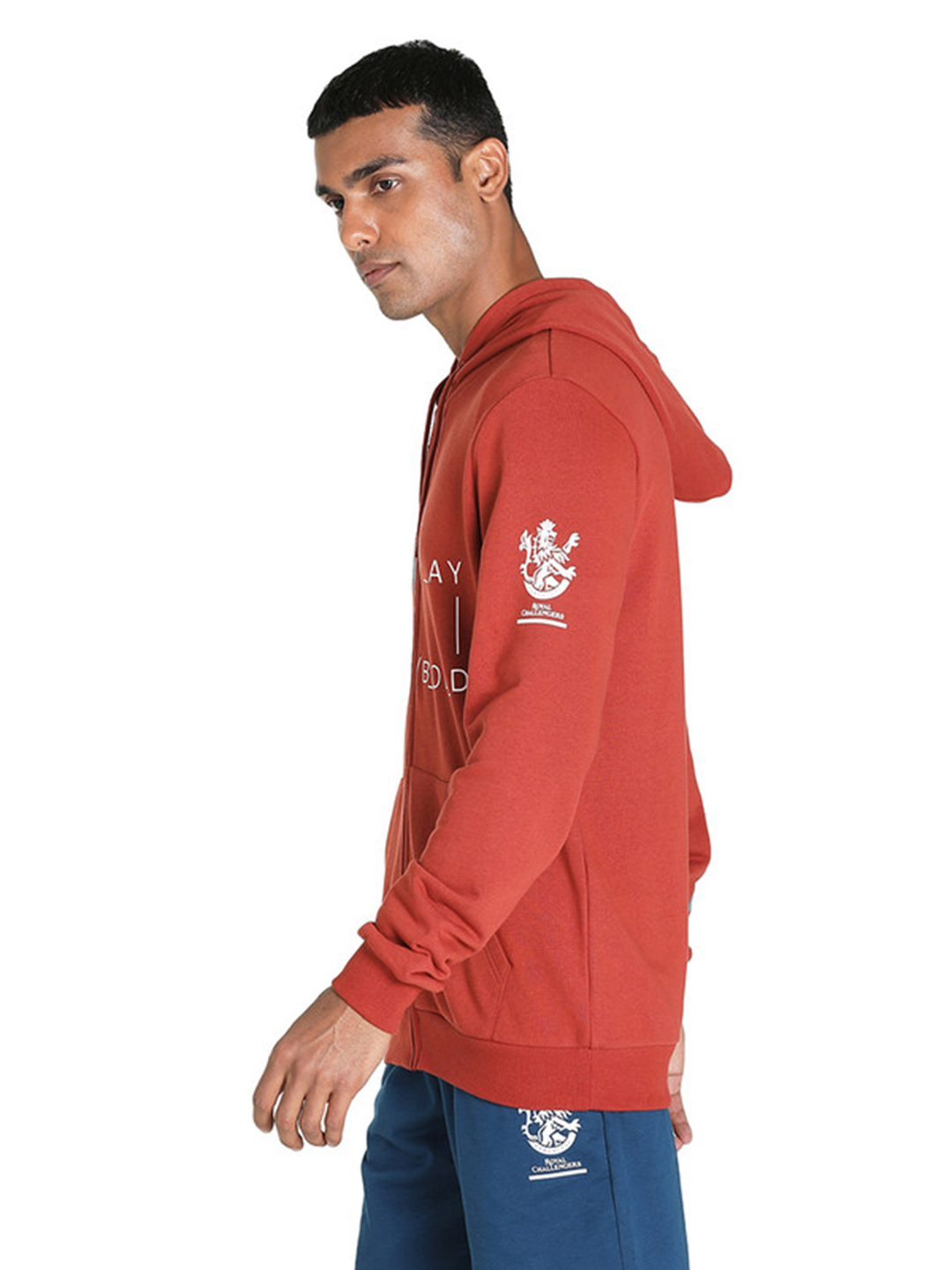 Royal Challengers Bangalore Men Red Graphic Printed Full Sleeve Hoodie (2)