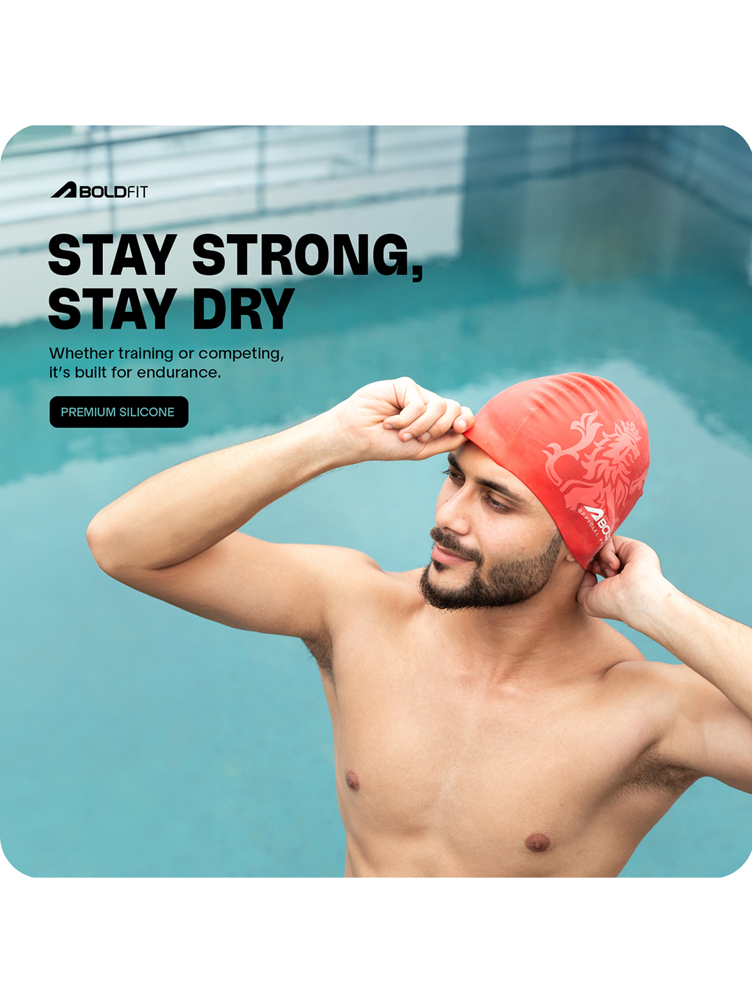 Royal Challengers Bangalore Men Silicone Swimming Caps Easy Fit - Red (4)