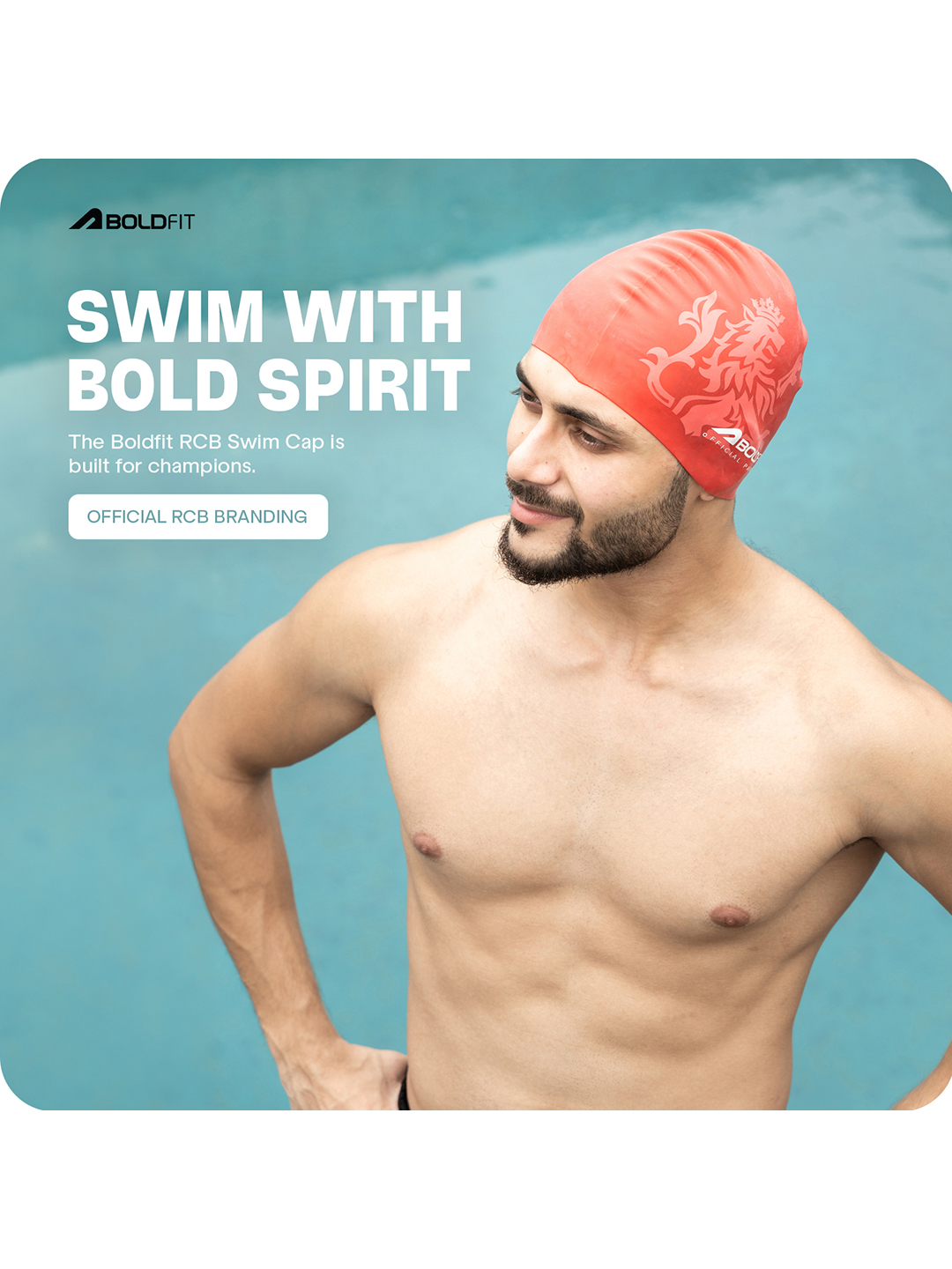 Royal Challengers Bangalore Men Silicone Swimming Caps Easy Fit - Red (5)