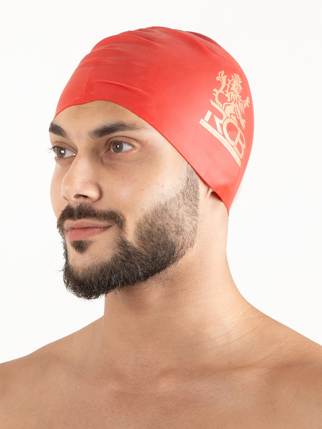 Royal Challengers Bangalore Men Silicone Swimming Caps Easy Fit - Red