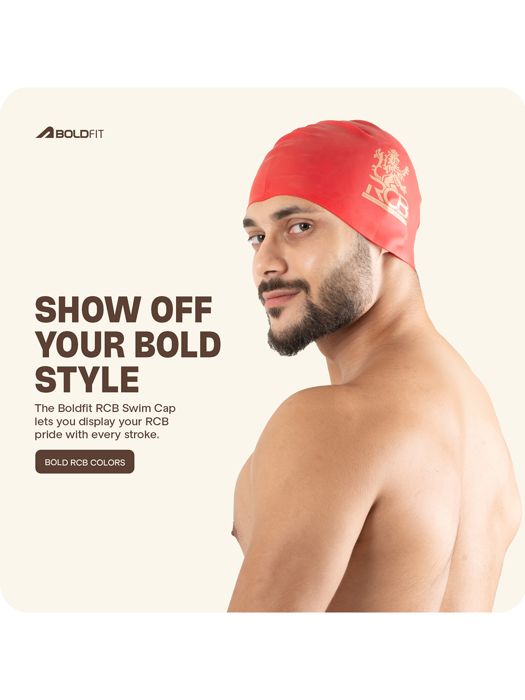 Royal Challengers Bangalore Men Silicone Swimming Caps Easy Fit - Red (2)