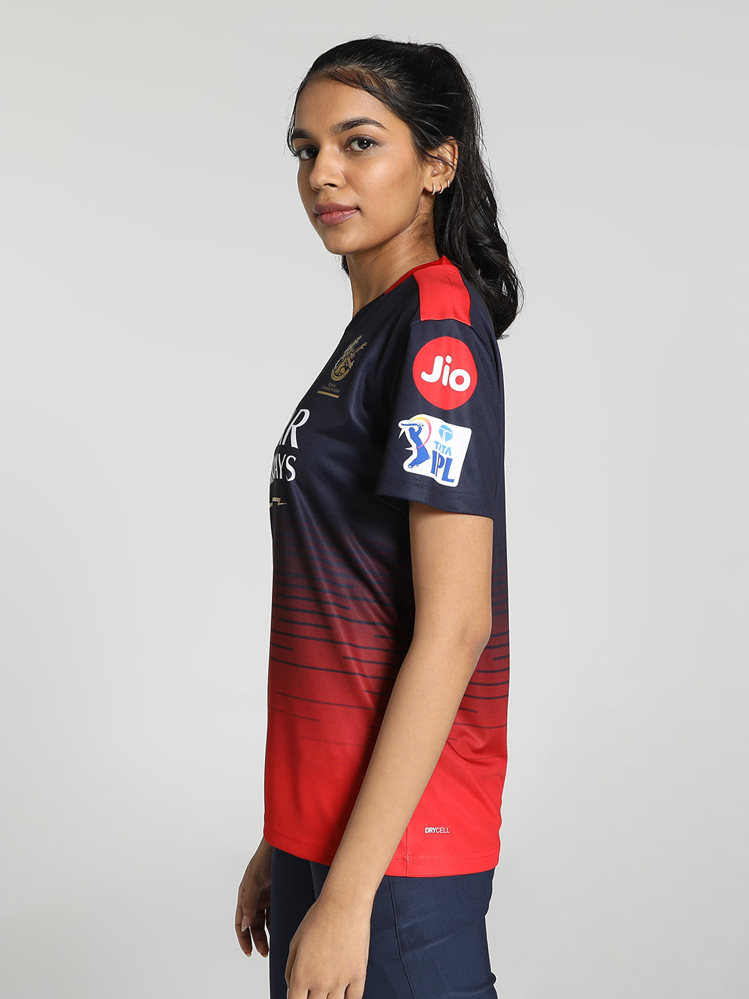 Royal Challengers Bangalore Women Navy Blue and Red Half Sleeves Official 2023 Replica Jersey (2)