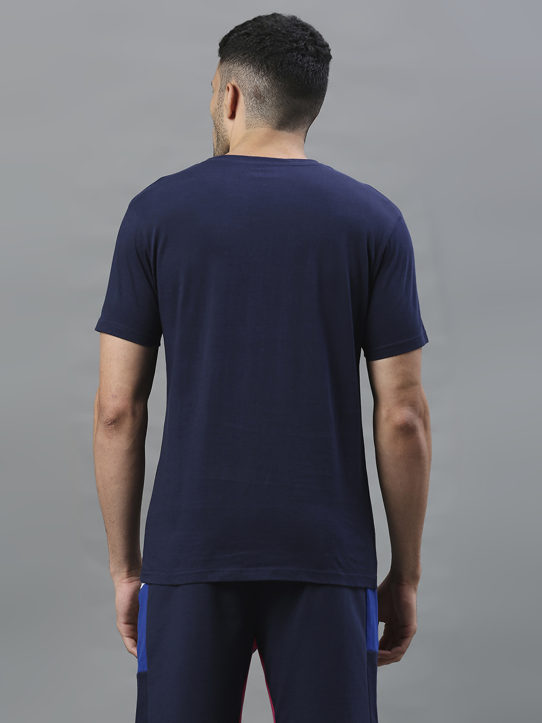 Buy Men Navy Blue Printed Round Neck T-Shirts From Fancode Shop.