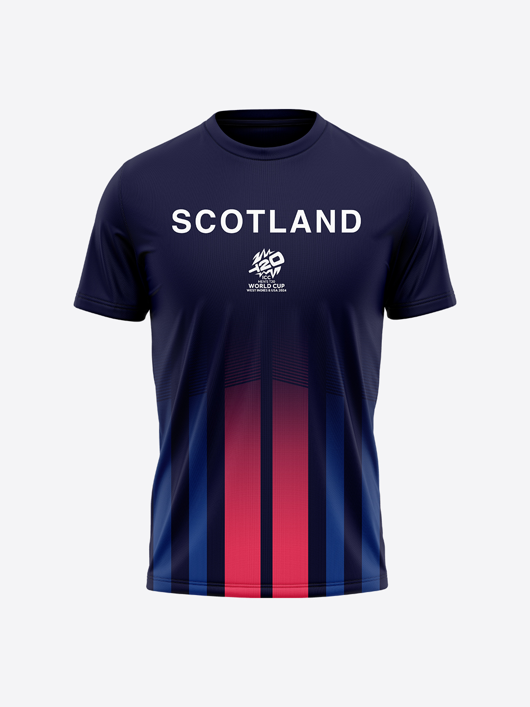 Scotland ICC Men's T20 WC-24 Navy Blue Logo Printed Half Sleeves Round Neck Polyester T-Shirt (1)