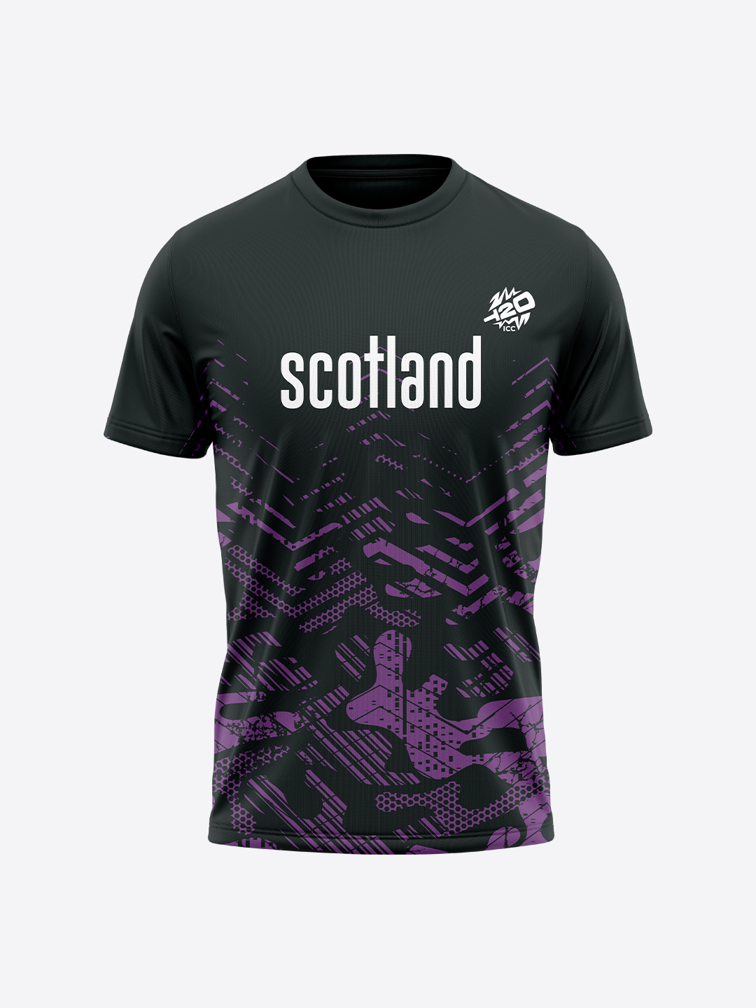 Scotland Unisex Purple Printed Half Sleeves Round Neck Polyester T-shirt (1)