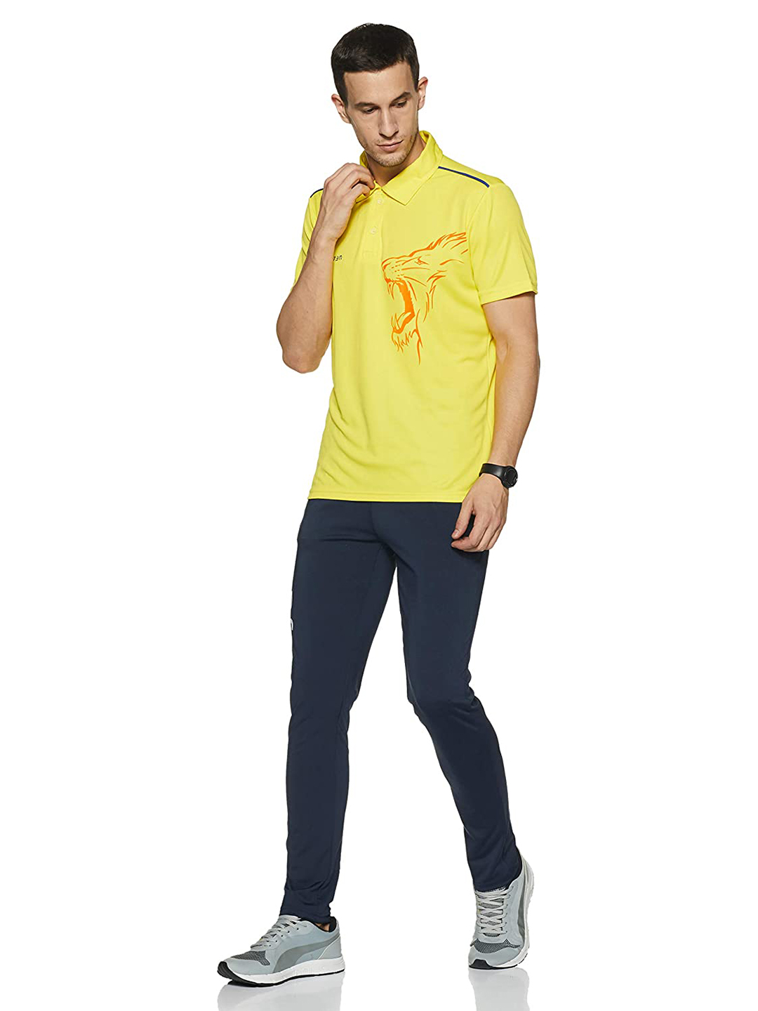 Seven by MS Dhoni Men Yellow Graphic Printed Half Sleeves Polo Collar T-Shirt (3)