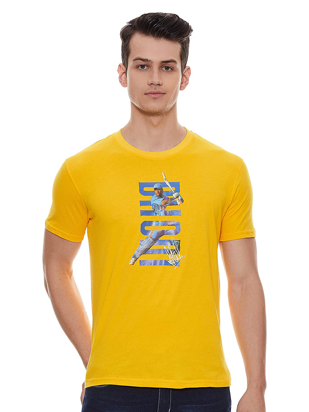 Seven by MS Dhoni Mens Regular Fit Dhoni Yellow T-Shirt (1)