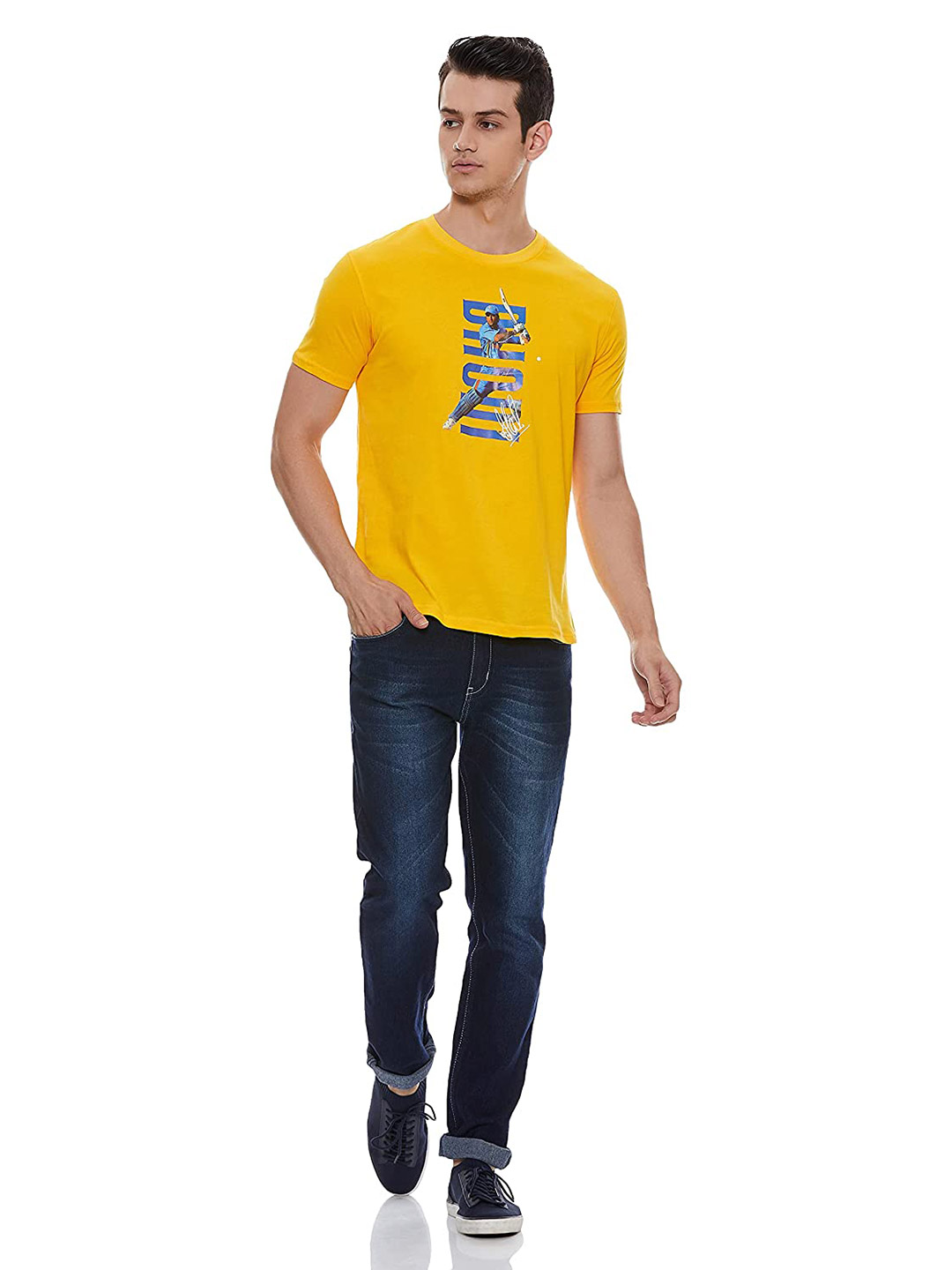 Seven by MS Dhoni Mens Regular Fit Dhoni Yellow T-Shirt (2)