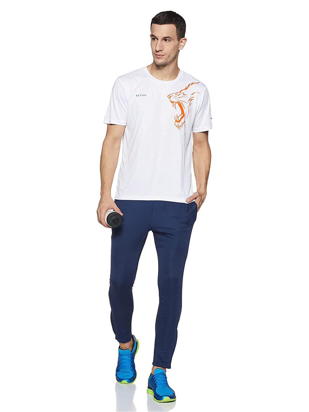 Seven by MS Dhoni Mens Regular Fit Lion White T-Shirt (1)