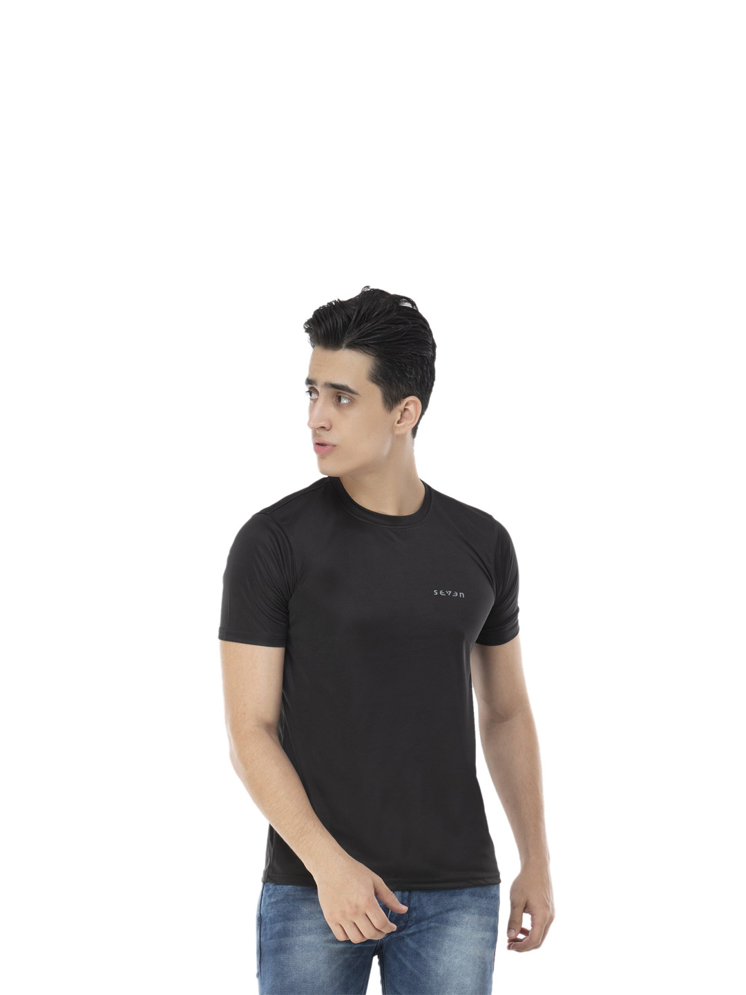 Seven by MS Dhoni Seven by MS Dhoni Black Regular Fit Atlas T-Shirt (1)
