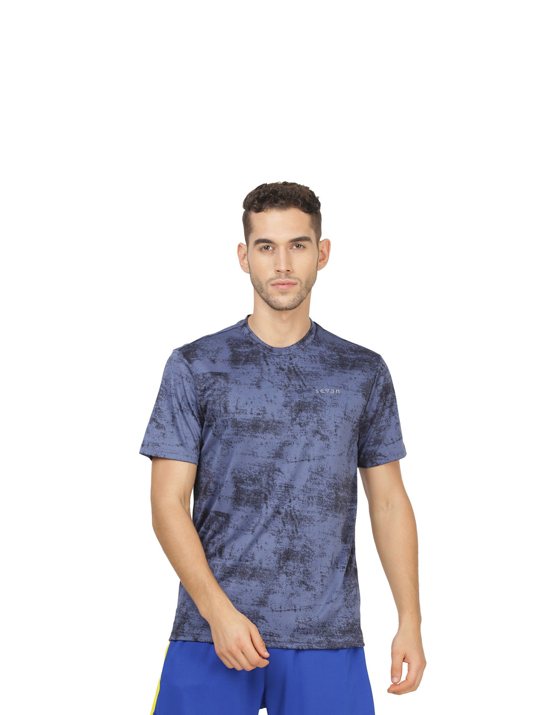 Seven by MS Dhoni Seven by MS Dhoni Blue Regular Fit Haze T-Shirt (1)