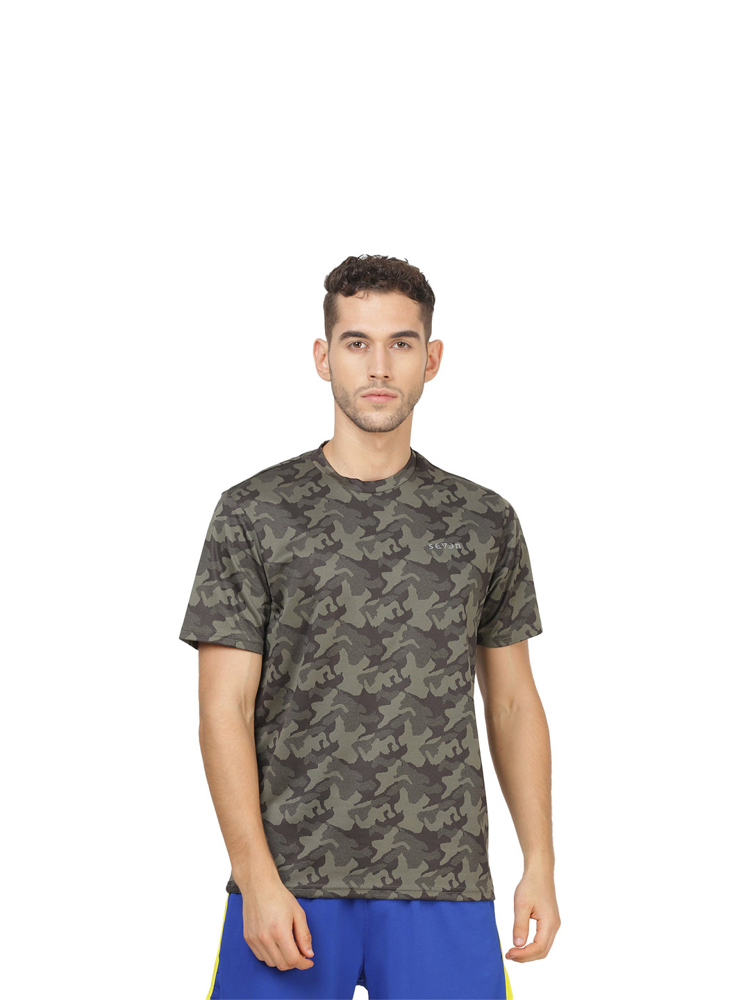 Seven by MS Dhoni Seven by MS Dhoni Greem Camo Regular Jacquard Fit T-Shirt (1)