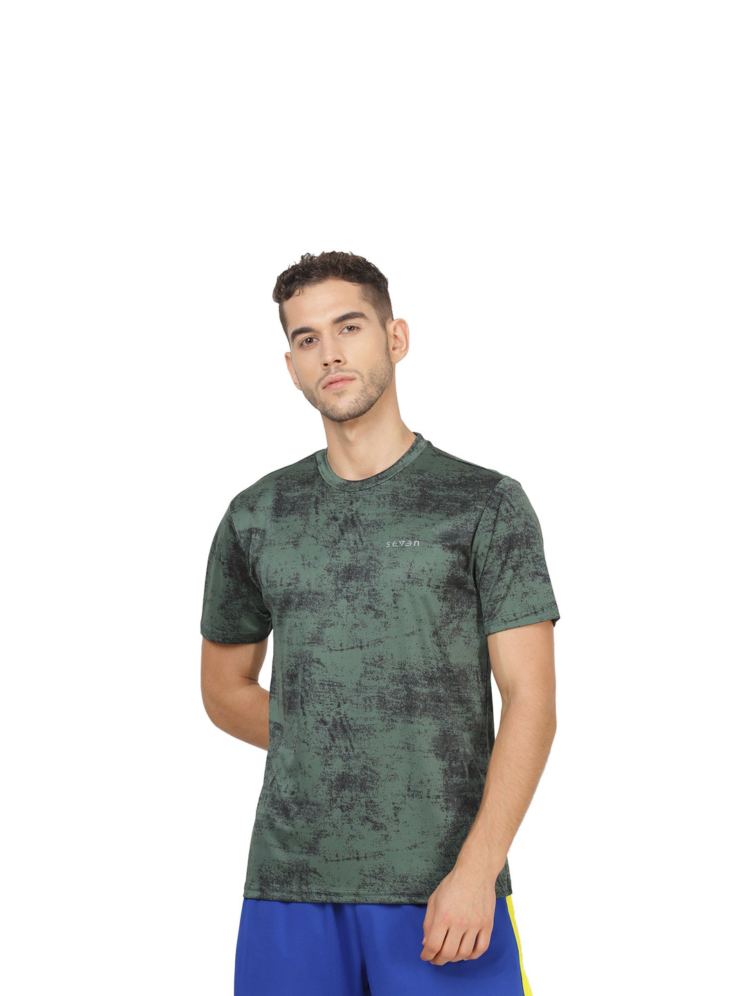 Seven by MS Dhoni Seven by MS Dhoni Green Regular Fit Graphic Mesh T-Shirt (1)