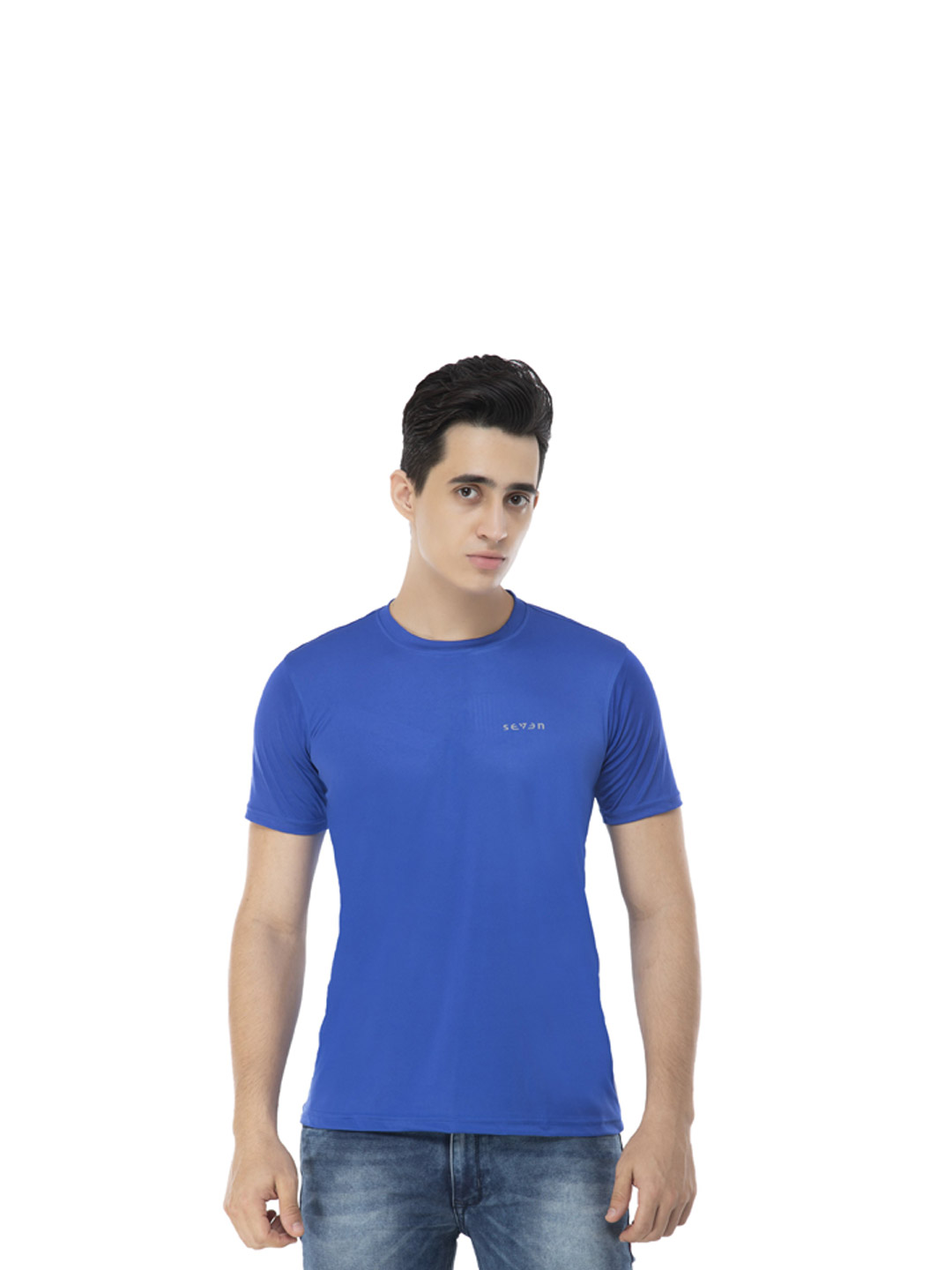 Seven by MS Dhoni Seven by MS Dhoni Royal Blue Regular Fit Abstract T-Shirt (1)