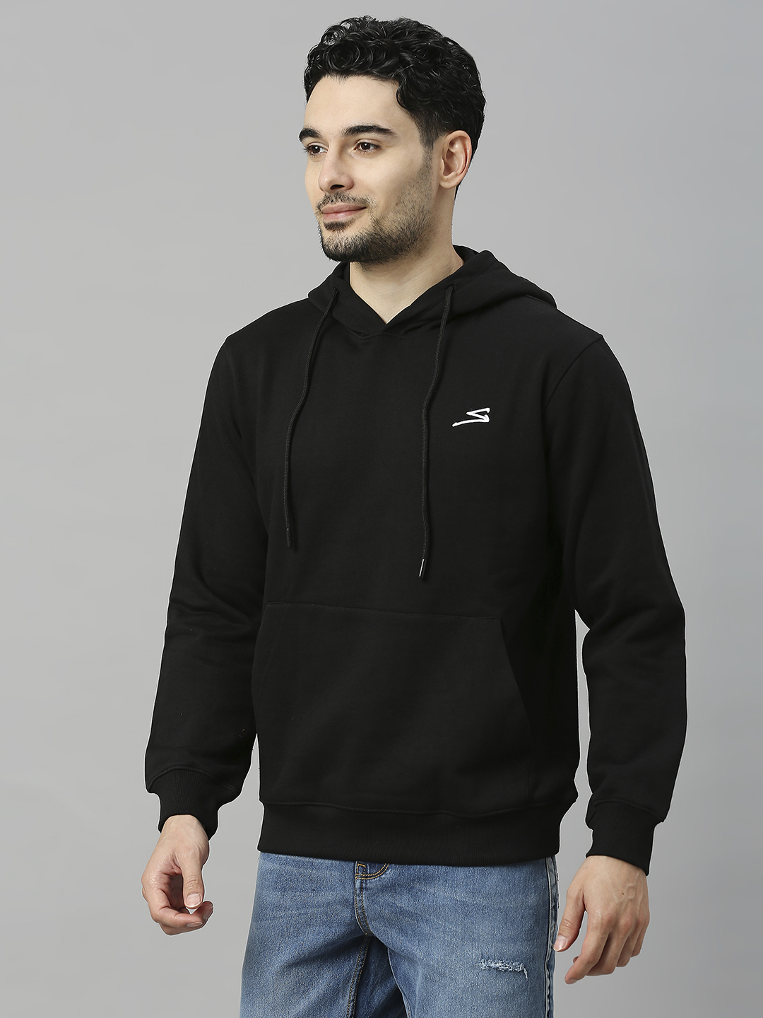 SG Men Black Solid Long Sleeves Hooded Sweatshirts (3)