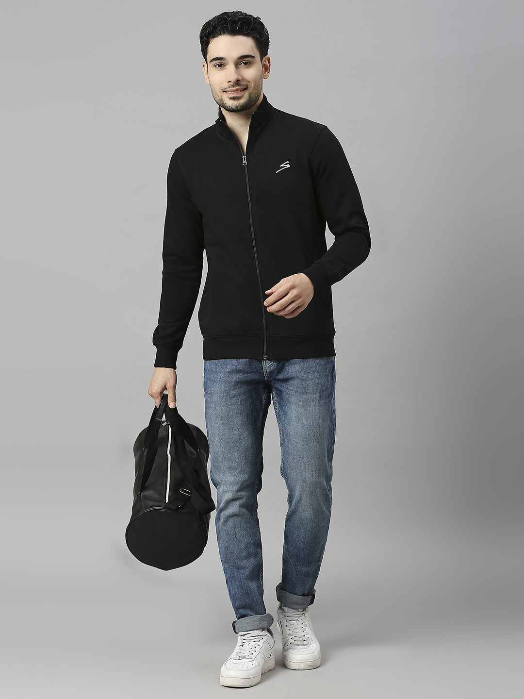 SG Men Black Solid Long Sleeves Round Neck Jackets (4)