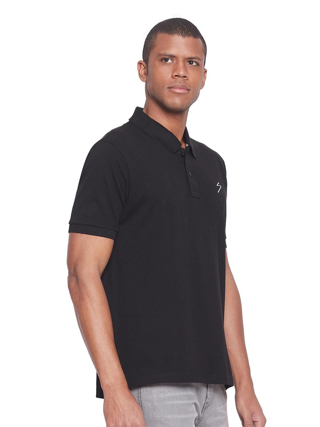 SG Men Black Solid Short Sleeves Polo Collar T-Shirts (2)