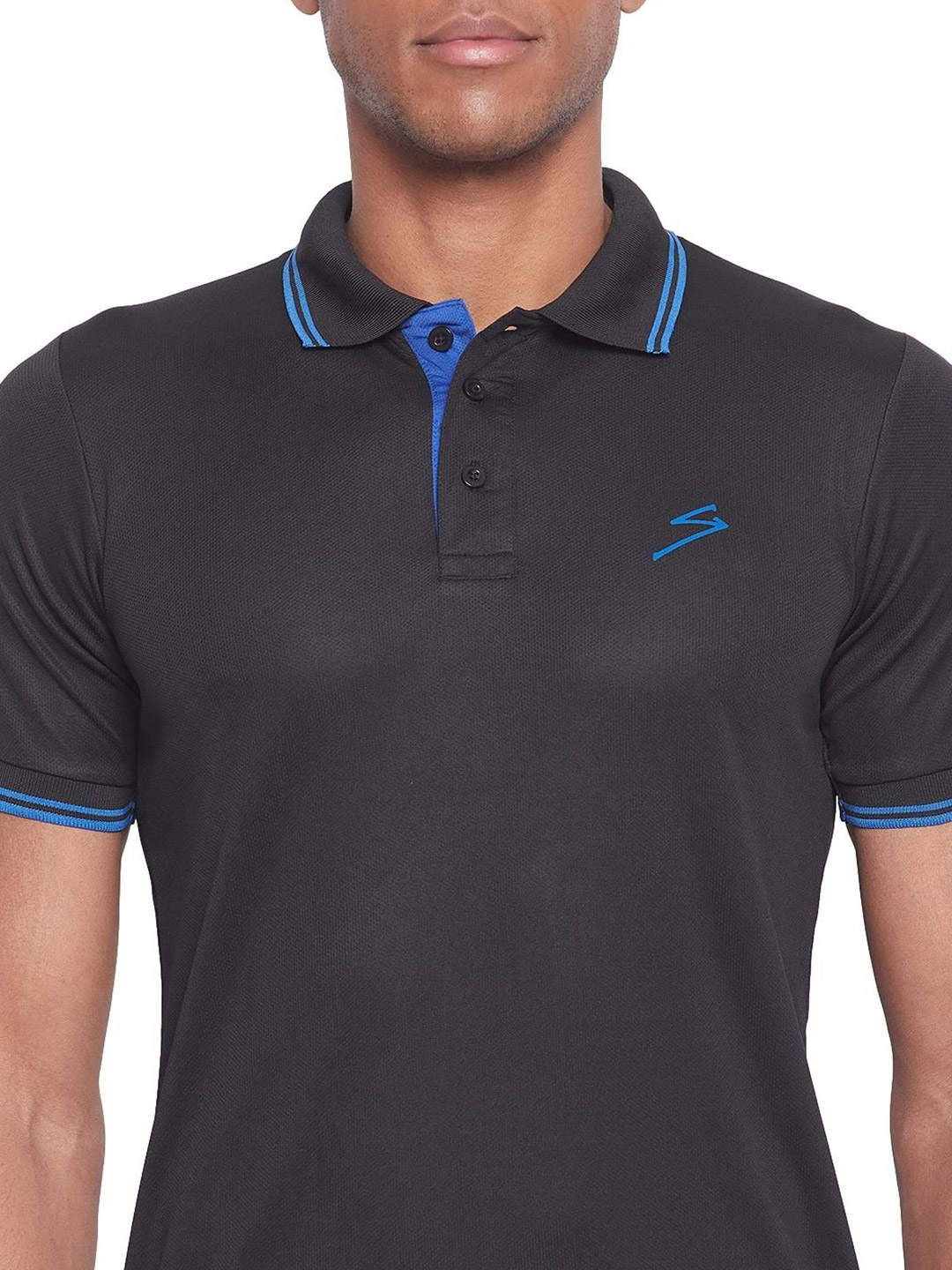 SG Men Black Solid Short Sleeves Polo Collar T-Shirts (6)