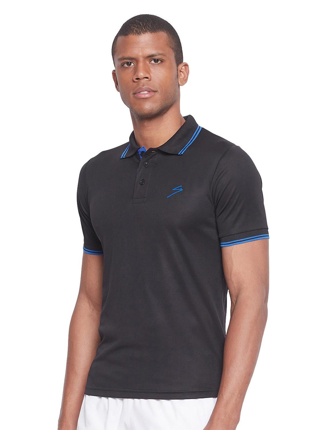 SG Men Black Solid Short Sleeves Polo Collar T-Shirts (1)