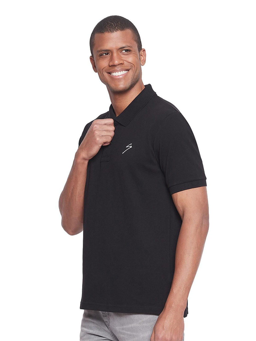SG Men Black Solid Short Sleeves Polo Collar T-Shirts (4)
