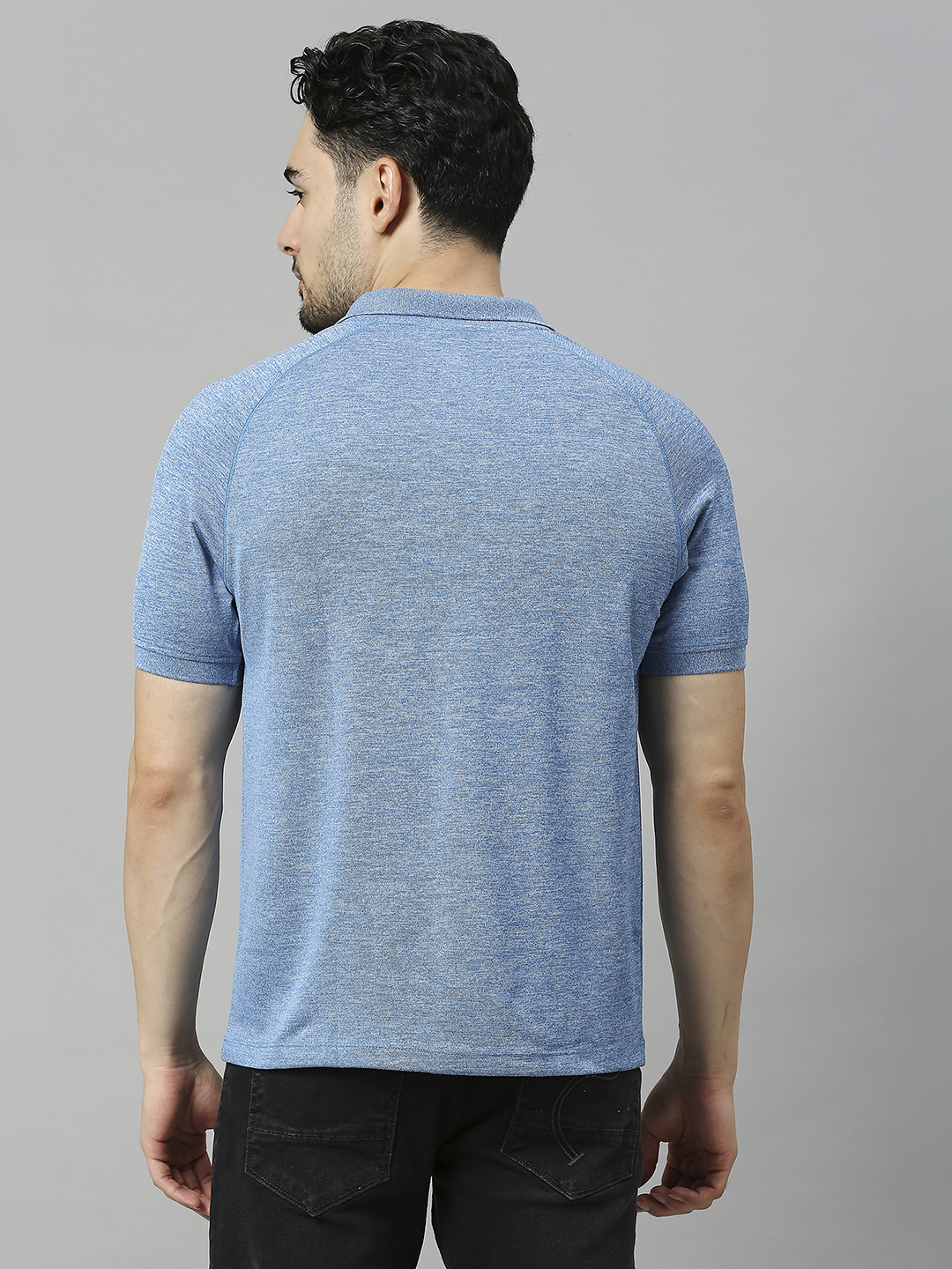SG Men Blue Solid Short Sleeves Polo Collar T-Shirts (2)