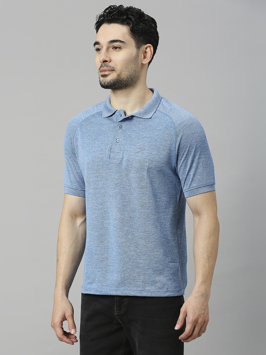 SG Men Blue Solid Short Sleeves Polo Collar T-Shirts (3)