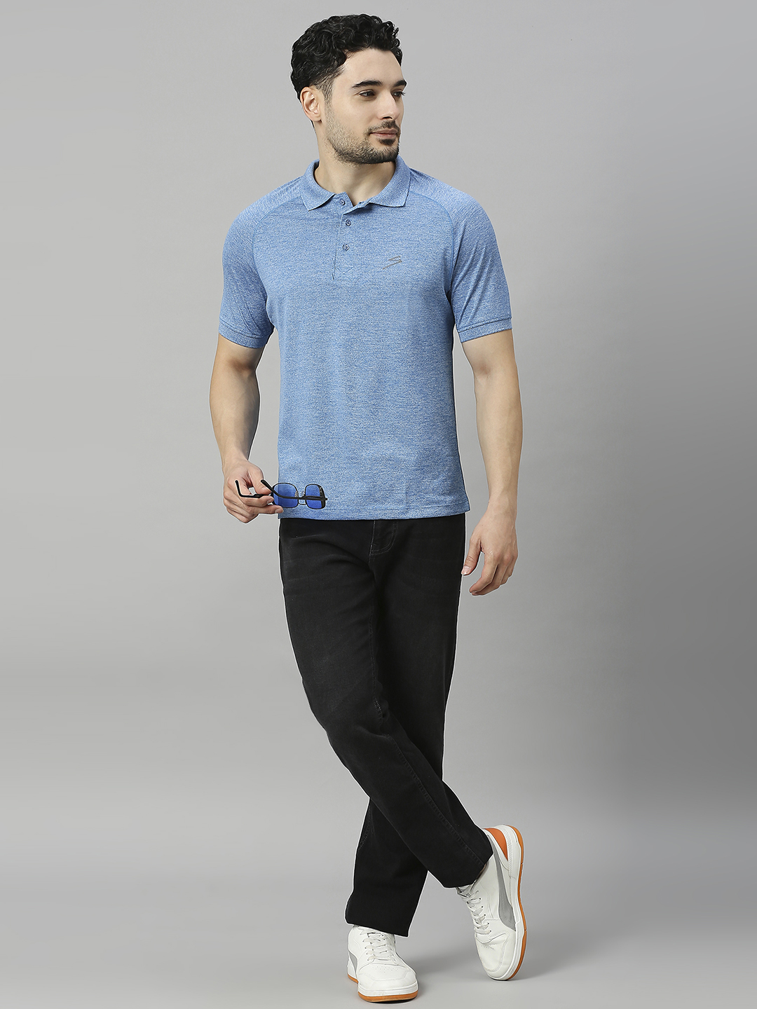 SG Men Blue Solid Short Sleeves Polo Collar T-Shirts (4)