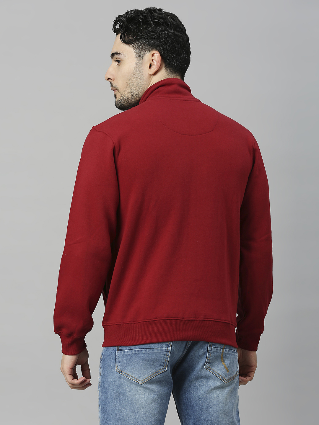 SG Men Burgandy Solid Long Sleeves Round Neck Jackets (2)