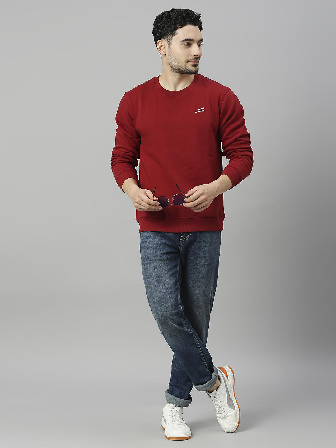 SG Men Burgandy Solid Long Sleeves Round Neck Sweatshirts (4)