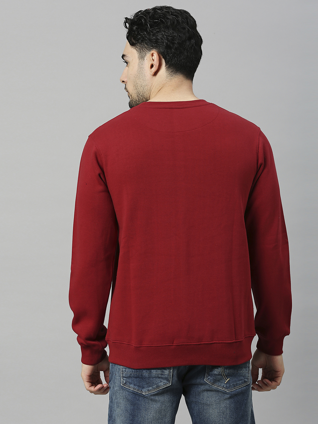 SG Men Burgandy Solid Long Sleeves Round Neck Sweatshirts (2)