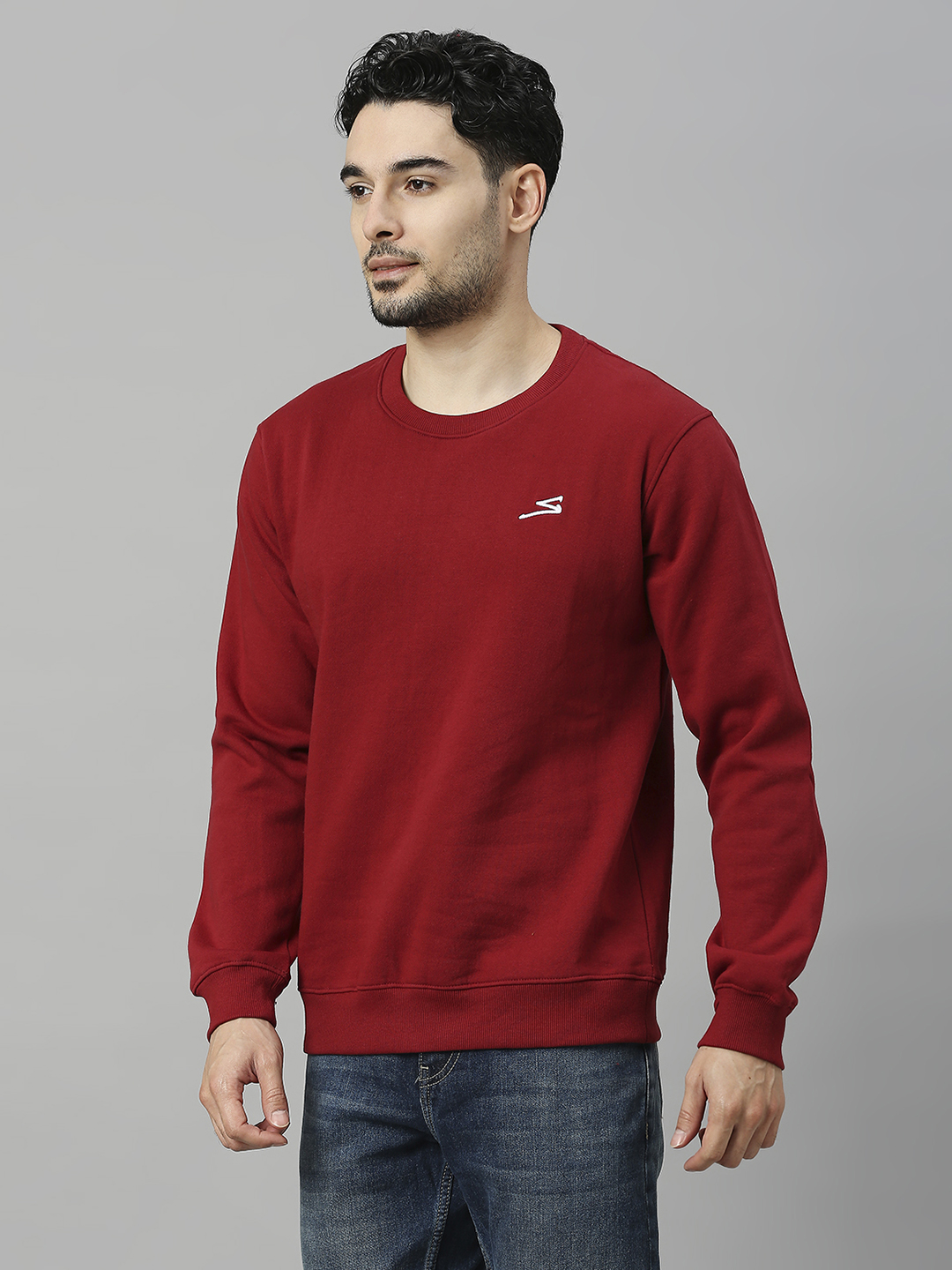 SG Men Burgandy Solid Long Sleeves Round Neck Sweatshirts (3)