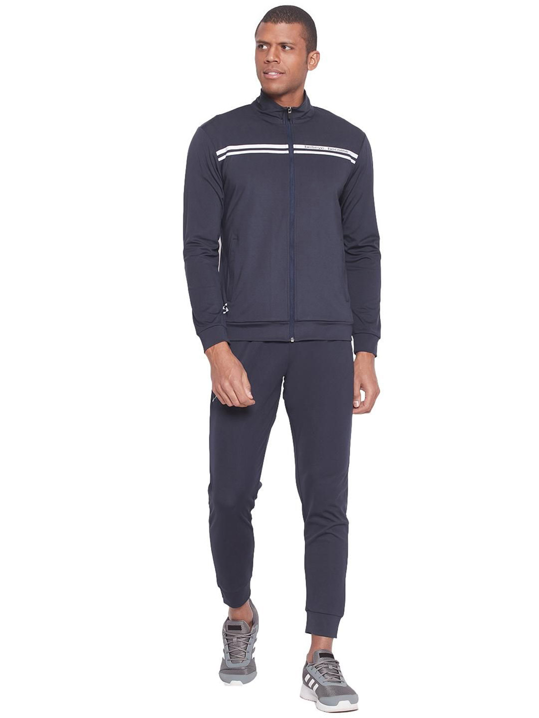 SG Men Classic Blue Solid Long Sleeves Turtle Neck Co-ord Sets (4)