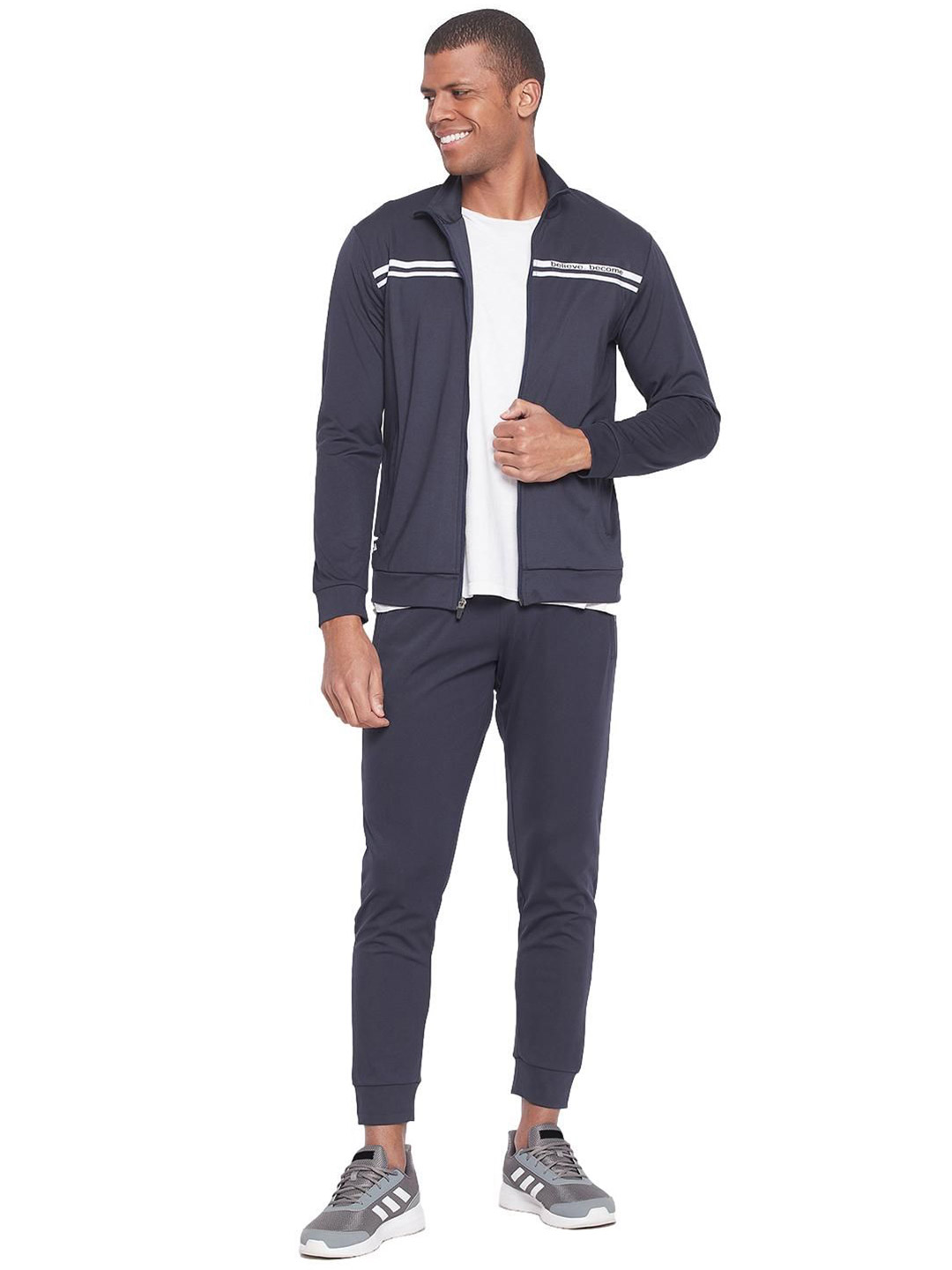SG Men Classic Blue Solid Long Sleeves Turtle Neck Co-ord Sets (5)