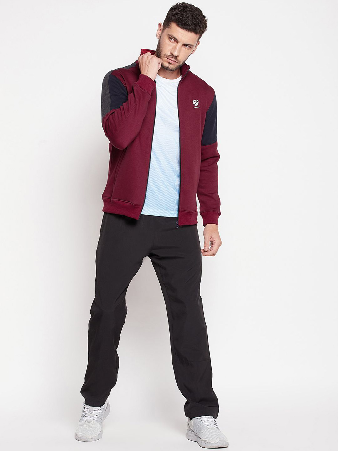 SG Men Dark Cherry Solid Long Sleeves Round Neck Jackets (5)