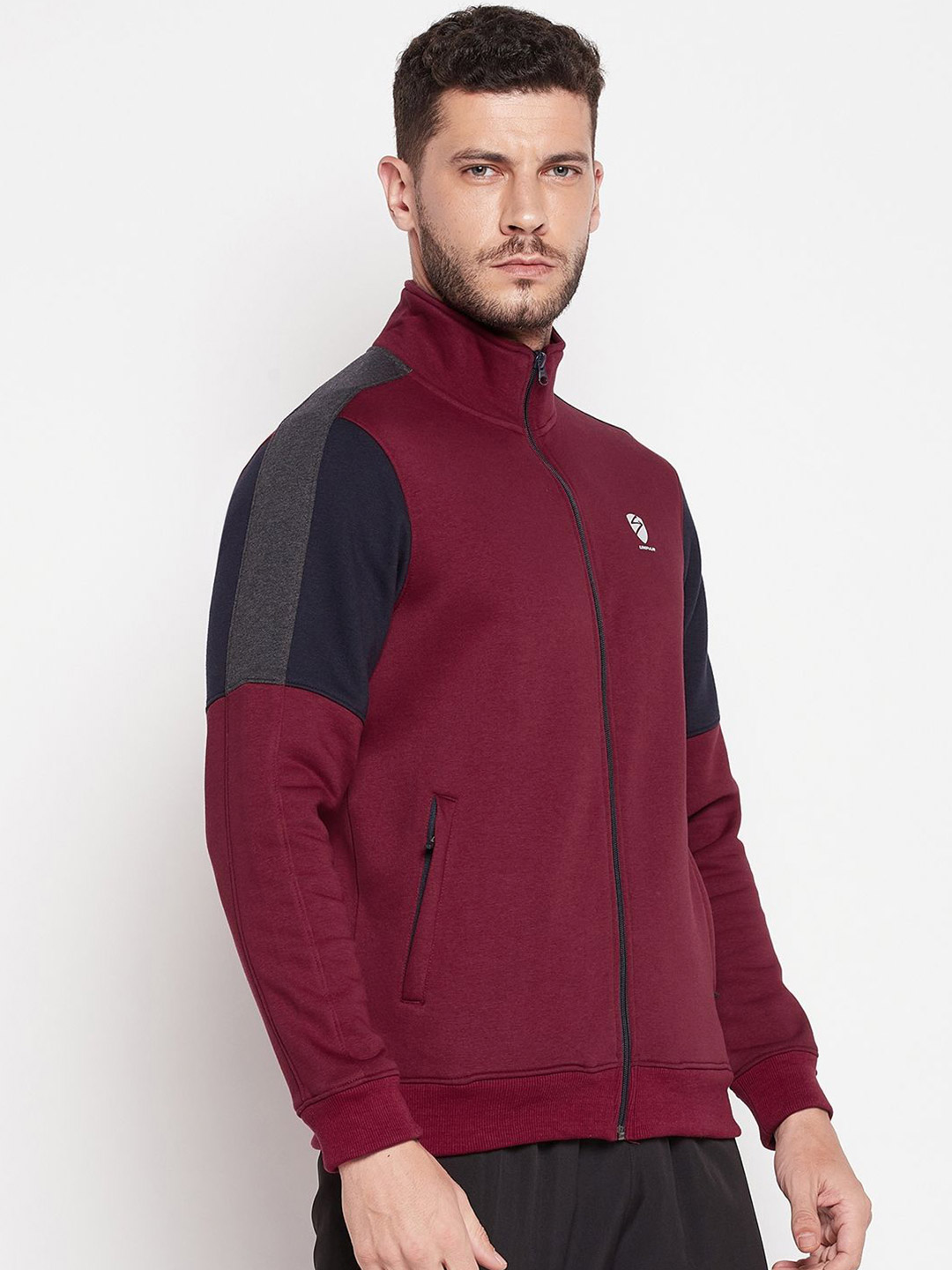 SG Men Dark Cherry Solid Long Sleeves Round Neck Jackets (2)