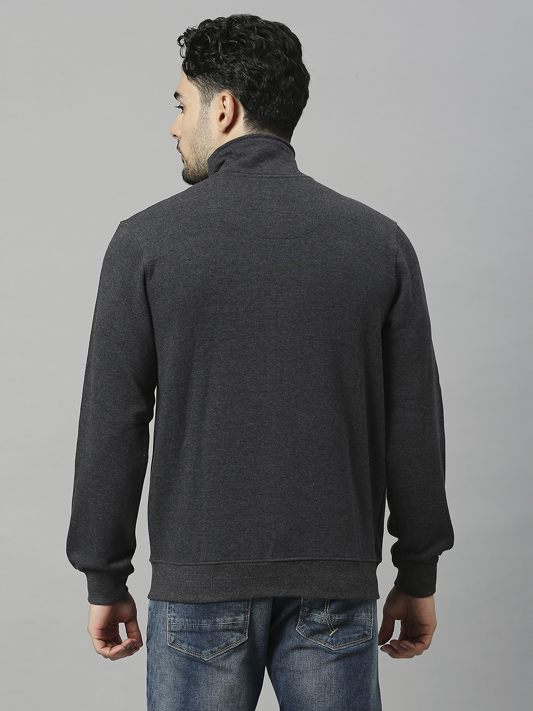 SG Men Dark Grey Solid Long Sleeves Round Neck Jackets (2)
